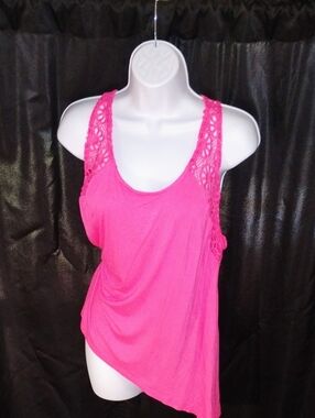 Banana U.S.A. Women’s Large Hot Pink Crochet Lace Tank Tunic Top NWT
